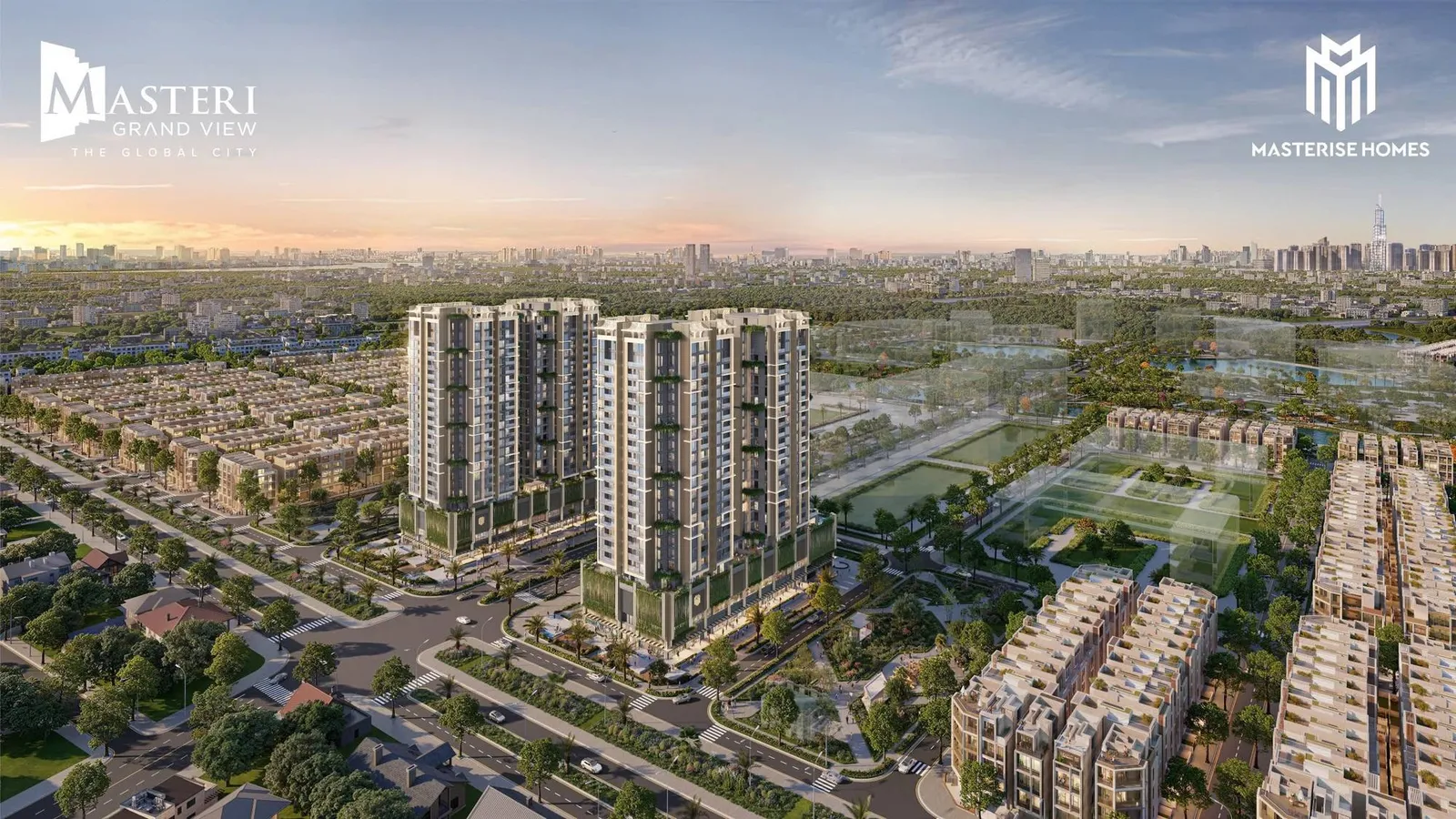 Masteri Grand View và khu nhà phố The Global City nhìn từ trên cao