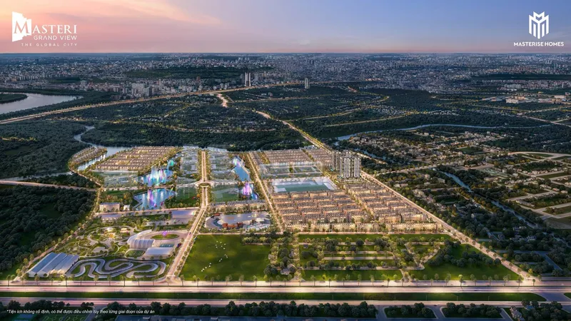 Toàn cảnh quy hoạch The Global City lúc chiều tối